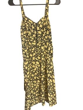 Yellow and Black Floral Midi Dress - Sleeveless Summer Dress
